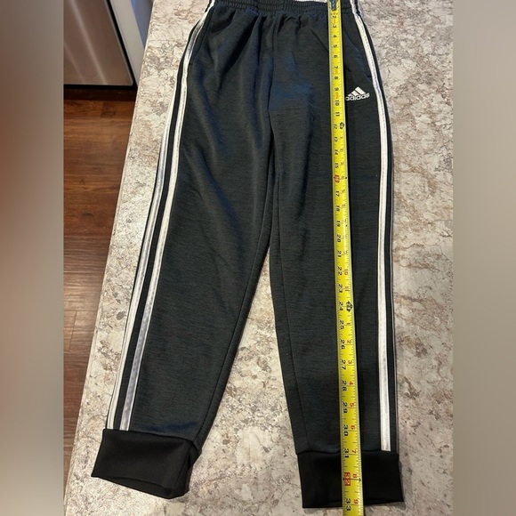 Adidas Youth Fleece Jogger Sweatpants 3 Stripes Gray Medium 10/12 - Picture 10 of 11